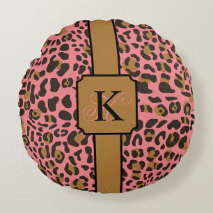 Personalised Leopard Jaguar Animal Print Pattern Round Cushion