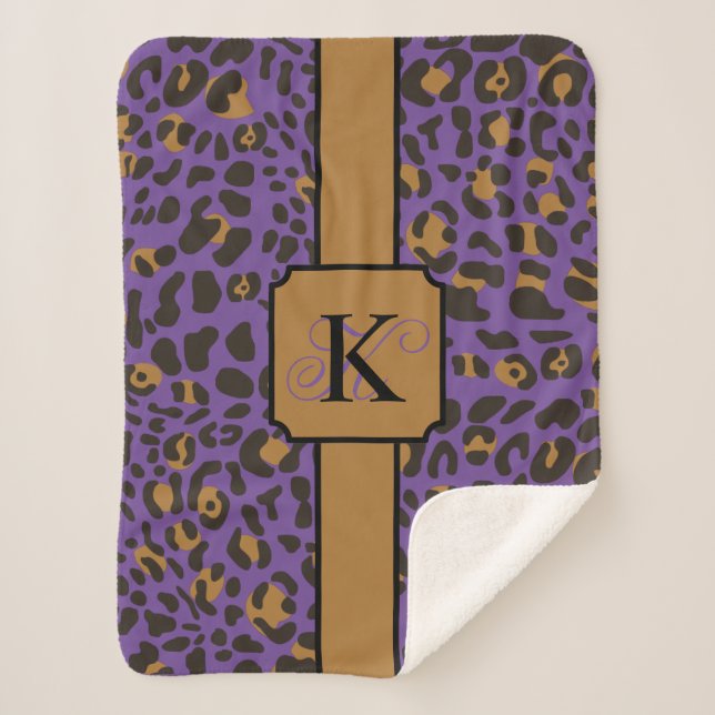 Personalised Leopard Jaguar Animal Print Pattern Sherpa Blanket (Front)