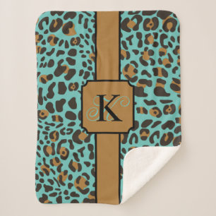 Personalised Leopard Jaguar Animal Print Pattern Sherpa Blanket