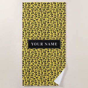 Personalised leopard pattern wild animal print beach towel