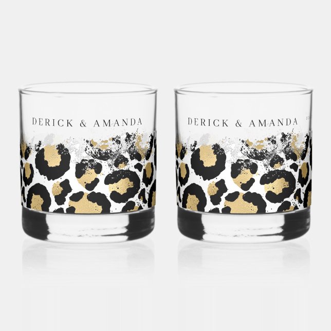 Personalised Leopard Print Bar Glasses (Left)