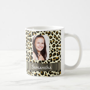 Personalised leopard print coffee mug