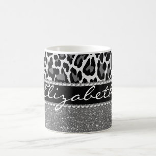 Personalised Leopard Print Glitter Coffee Mug