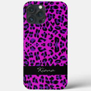 Personalised Leopard Print Magenta iPhone 13 Pro Max Case