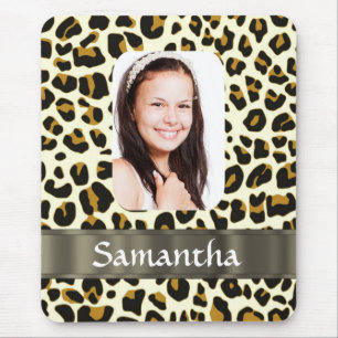 Personalised leopard print mouse pad