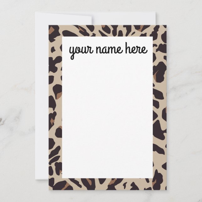 Personalised Leopard Print Notecards (Front)