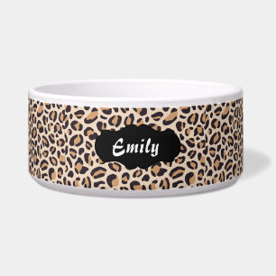 Personalised Leopard Print Pet Feeding Bowl