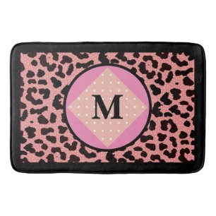 Personalised Leopard Print Polka Monogram Bath Mat