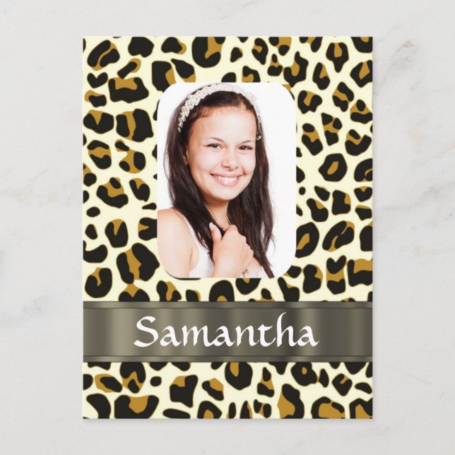 Personalised leopard print postcard (Front)