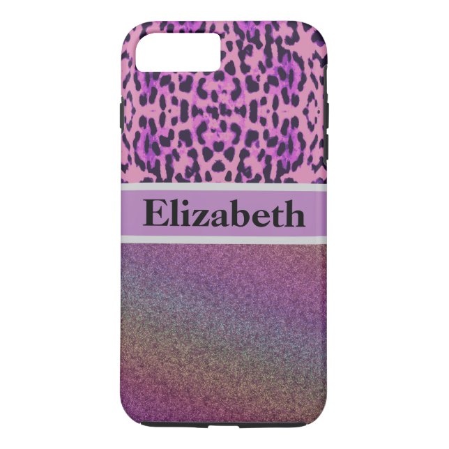 Personalised Leopard Purple Glitter Rhinestone Case-Mate iPhone Case (Back)