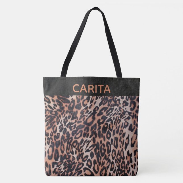 Personalised Leopard Skin Texture Tote Bag (Front)