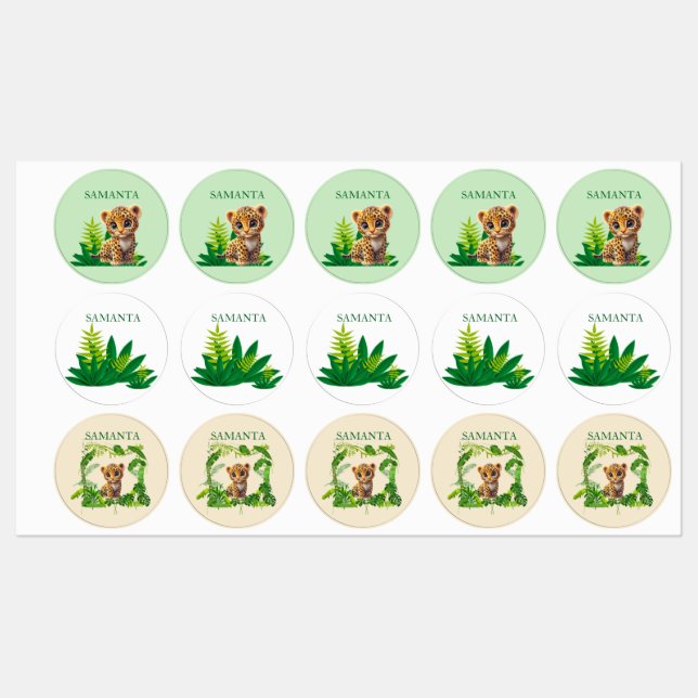 Personalised Leopard Waterproof Labels  (Sheet)