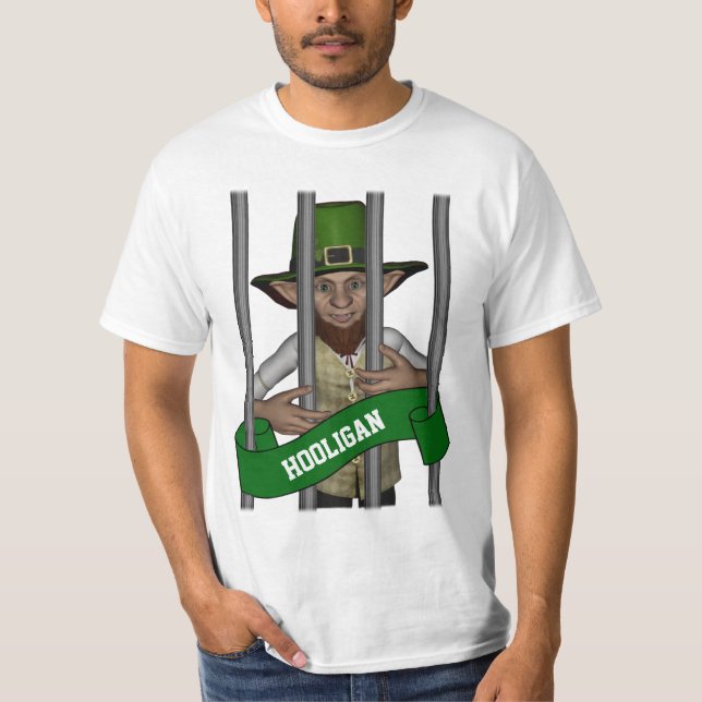 Personalised  leprechaun behind bars T-Shirt (Front)