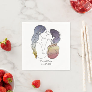 Personalised Lesbian Couple in Love Minimalistic Napkin