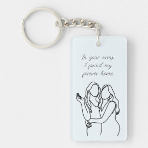 Personalised Lesbian Couple Matching Key Ring