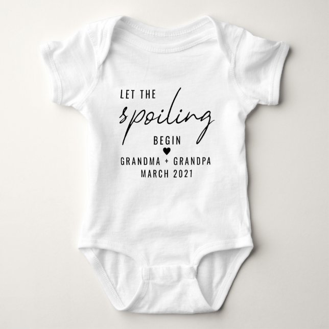 Personalised Let The Spoiling Begin Grandparent Baby Bodysuit (Front)