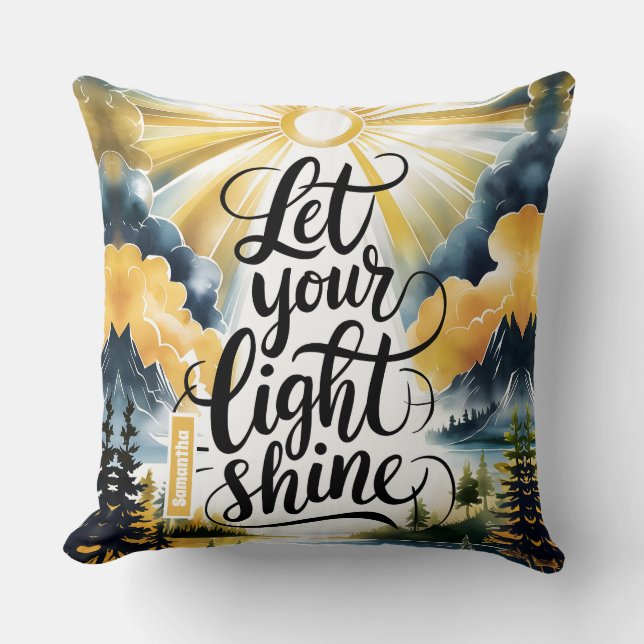 Personalised Let Your Light Shine Christian  Cushion (Front)