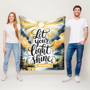 Personalised Let Your Light Shine Christian  Fleece Blanket