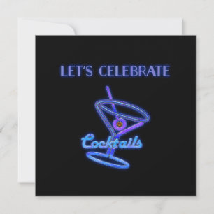 Personalised Let's Celebrate Cocktails Custom Text Invitation