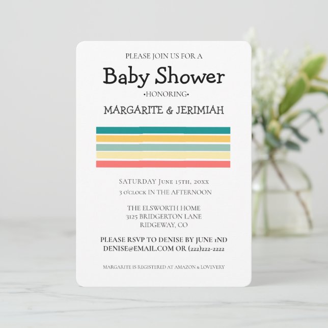 Personalised Let's Get Beachy Baby Shower Invitation (Standing Front)