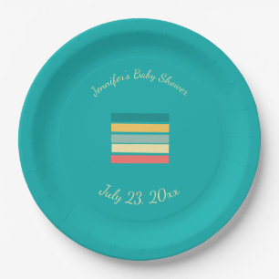 Personalised Let's Get Beachy Medium Teal Paper Plate