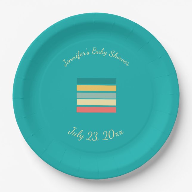 Personalised Let's Get Beachy Medium Teal Paper Plate (Front)