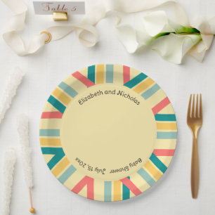 Personalised Let's Get Beachy multicolored  Paper Plate