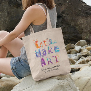 Personalised Lets Make Art Teacher Creative Tote Bag