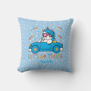 Personalised Lets Travel Unicorn Cushion