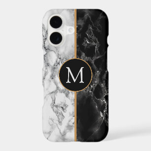 Personalised Letter Black White Marble iPhone Case