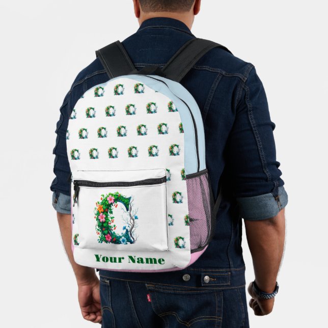 Personalised Letter C Printed Backpack (Insitu (Model))