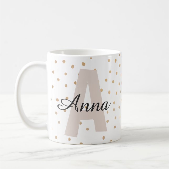 Personalised Letter Custom Name Monogram Coffee Mug (Left)