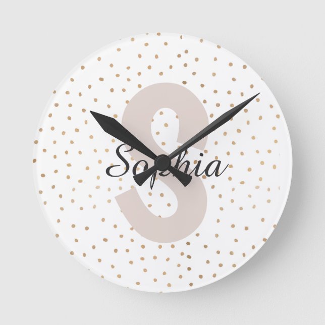 Personalised Letter Custom Name Monogram Round Clock (Front)