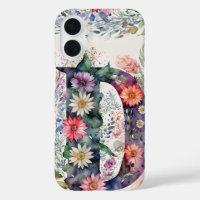 Personalised Letter D Elegant Floral Watercolor 