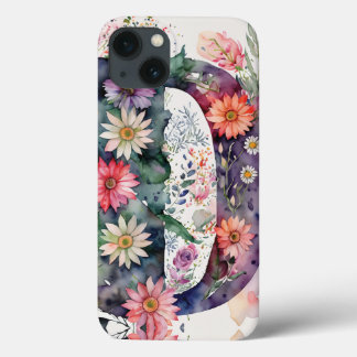 Personalised Letter D Elegant Floral Watercolor  iPhone 13 Case