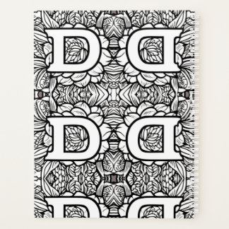 Personalised Letter D Floral Tattoo Black n White Planner
