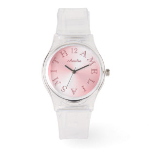 Personalised Letter Dial Pink White Gradient Watch