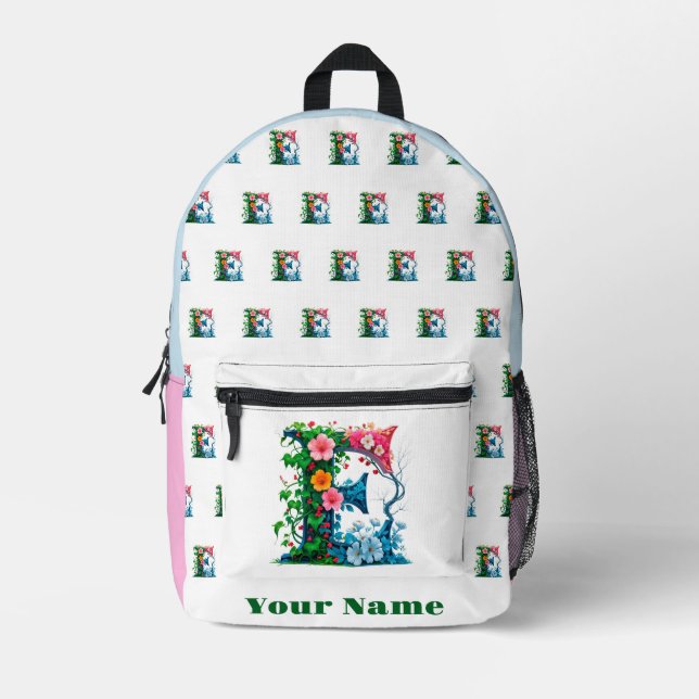 Personalised Letter E Printed Backpack (Front)
