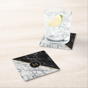 Personalised Letter Faux Marble Paper Coaster