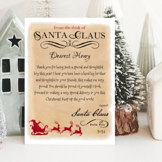 Personalised Letter from Santa Christmas Print Invitation (letter from santa claus, printable letter from santa, personalize santa letter)