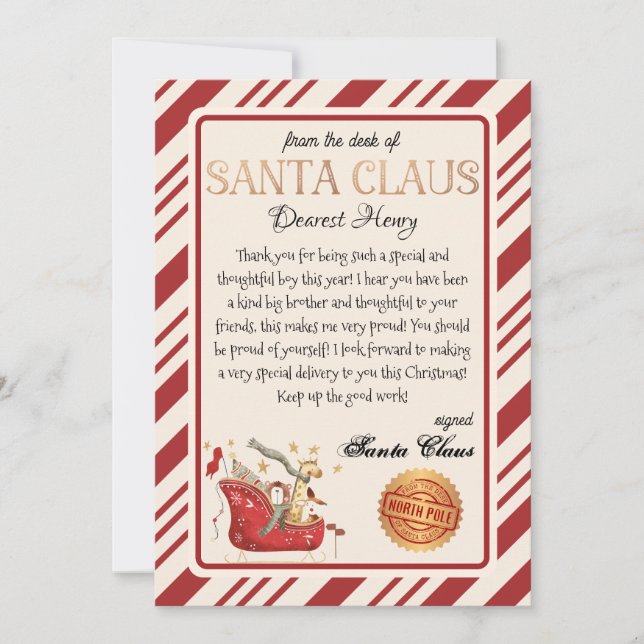 Personalised Letter from Santa Christmas Print Invitation (Front)