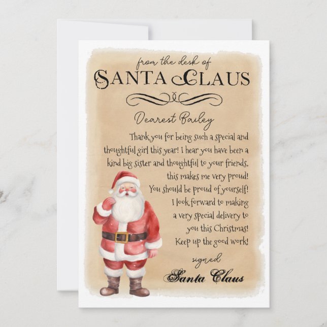 Personalised Letter from Santa Christmas Print Invitation (Front)