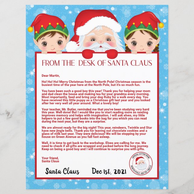 Personalised Letter from Santa Claus  (Front)