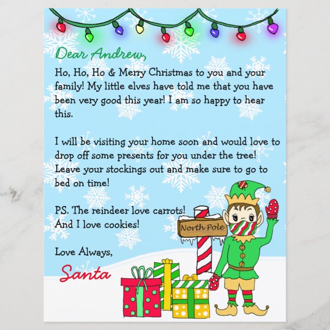 Personalised Letter from Santa Claus in Face Mask (Front)