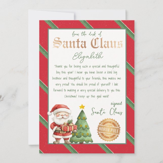 Personalised Letter from Santa Printable Invitation (Front)