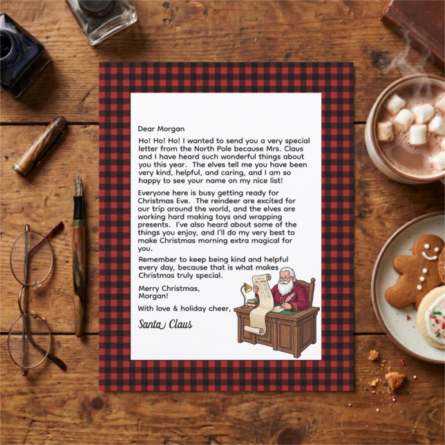 Personalised Letter From Santa Red & Black Plaid (Creator Uploaded)