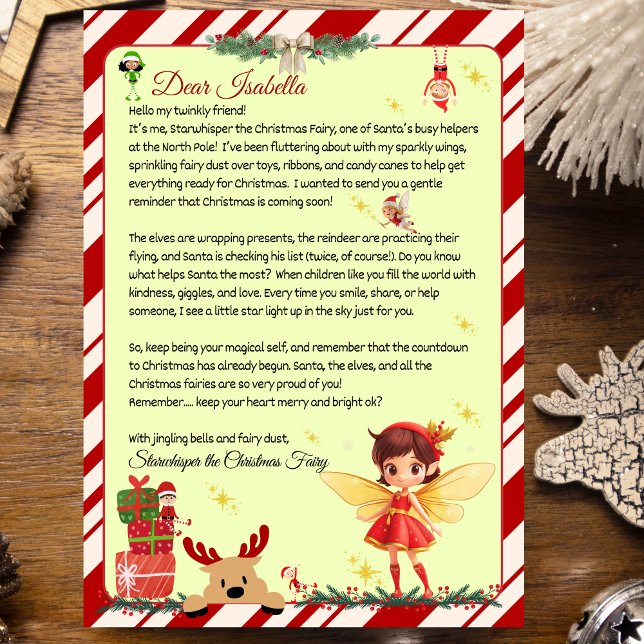 Personalised Letter from Santa's Fairy Helper Invitation (Letter from a Christmas Fairy Helper)