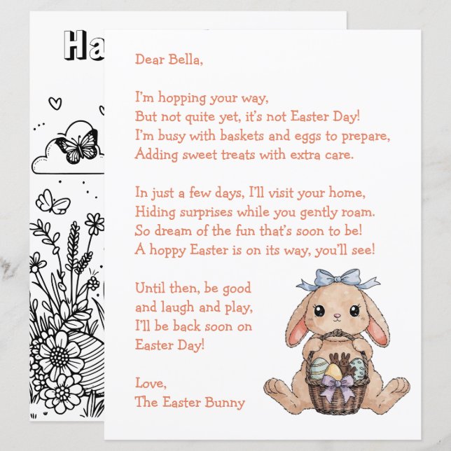 Personalised Letter & from the Easter Bunny (Front/Back)