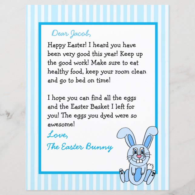 Personalised Letter from the Easter Bunny 2 Sided (Front)