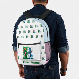 Personalised Letter H Printed Backpack